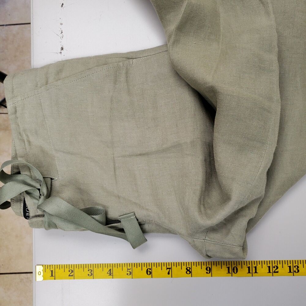 Talbots Pants Womens 4 Petite Linen Wide Leg Drawstring Green Beachy - Picture 11 of 13